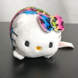 HELLO KITTY • Ty Beanie Babies Sanrio Stackables Rainbow Leopard Print Plush 3½"